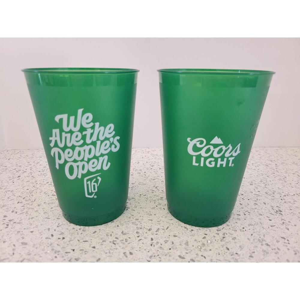 Coors Light Green Plastic Stadium Cups Set Of 2 We Are The People's Open Barware